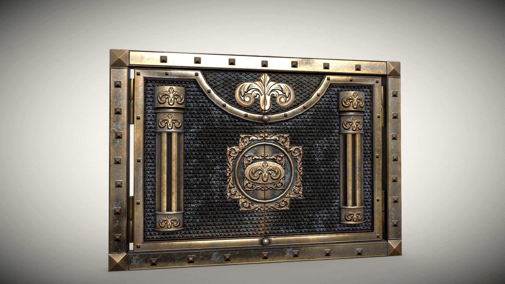 Metal gate PBR low-poly 3D model