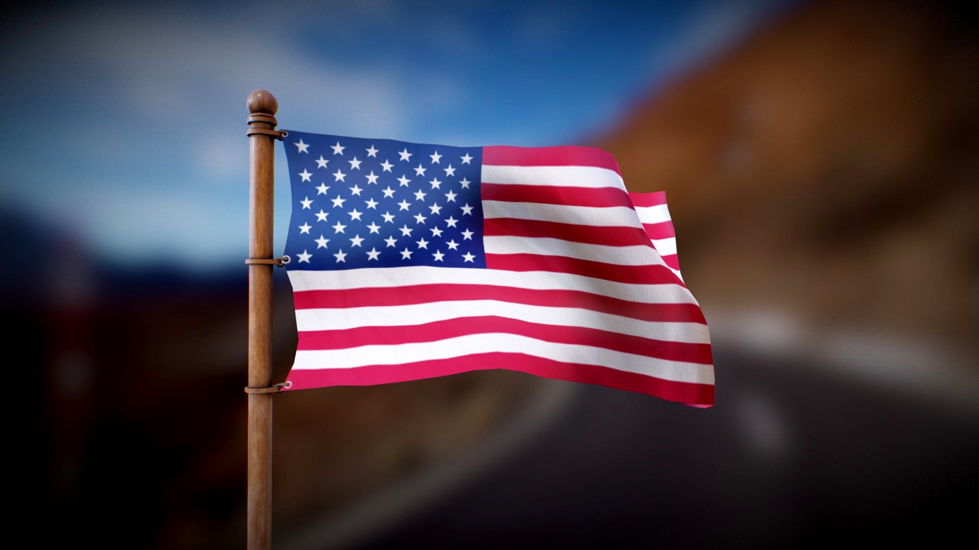 United States Flag - Wind Animated Loop