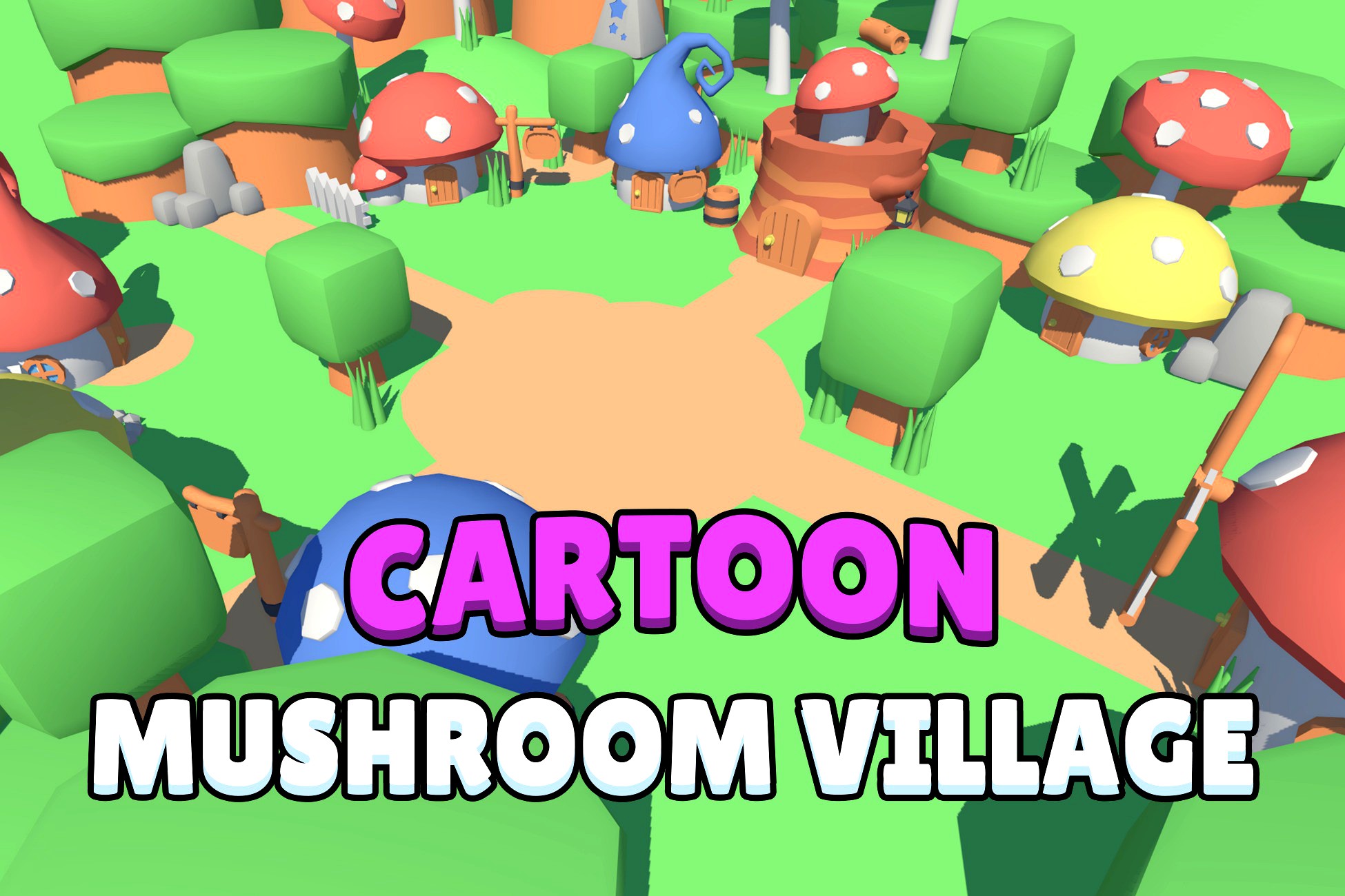 Fantasy Cartoon Mushroom Village