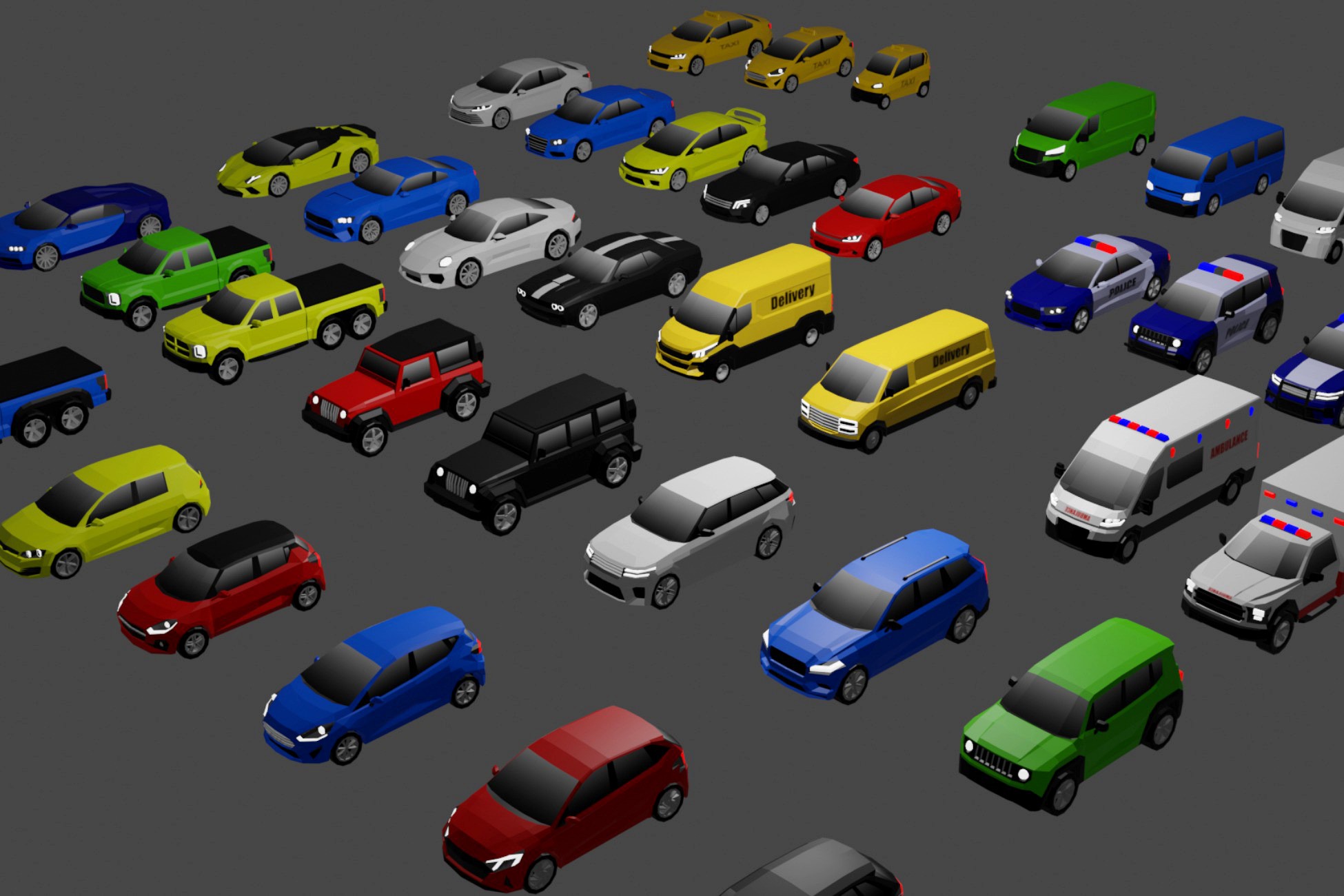 Low-poly vehicle pack
