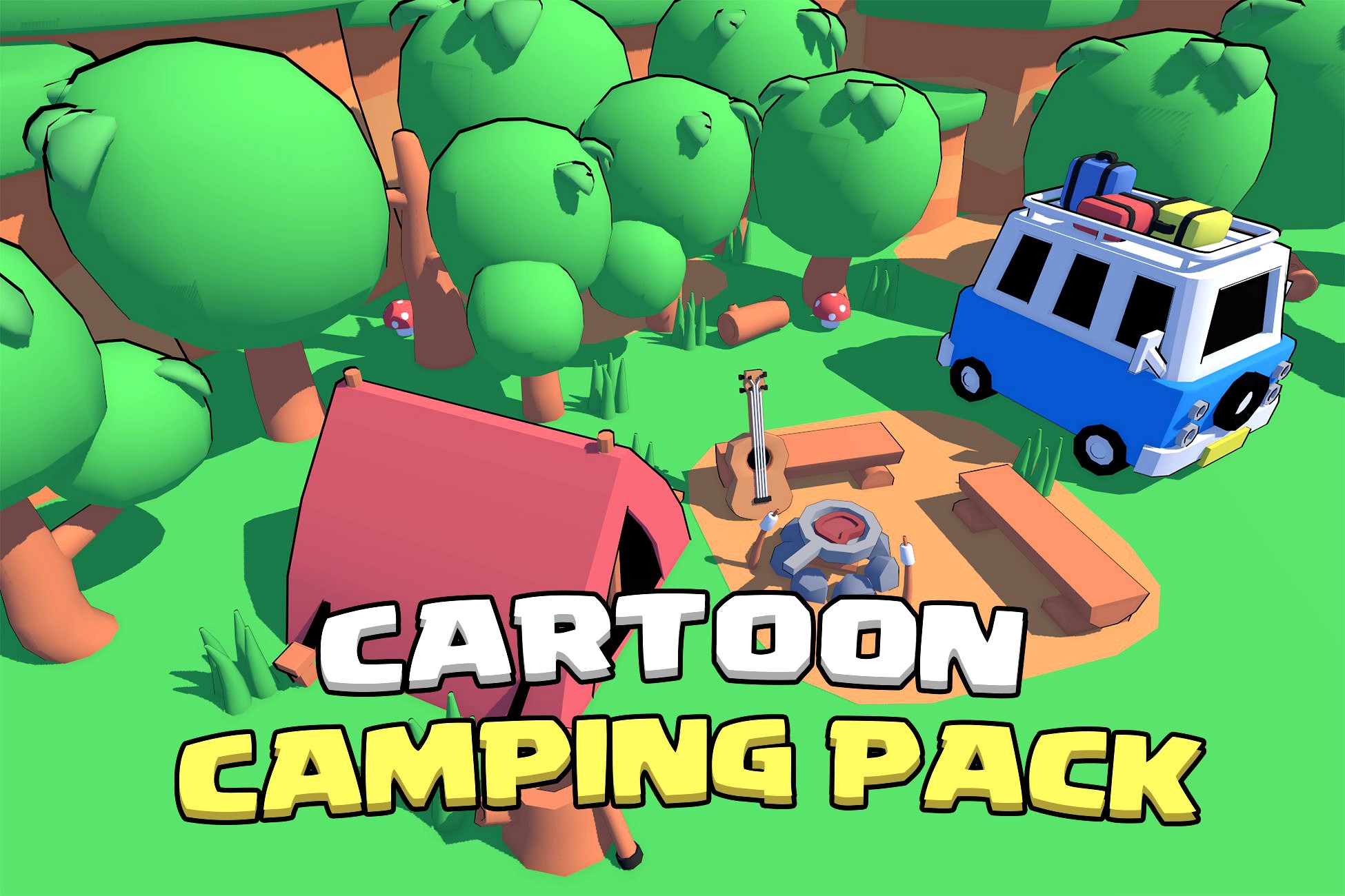 Cartoon Low Poly Camping Pack