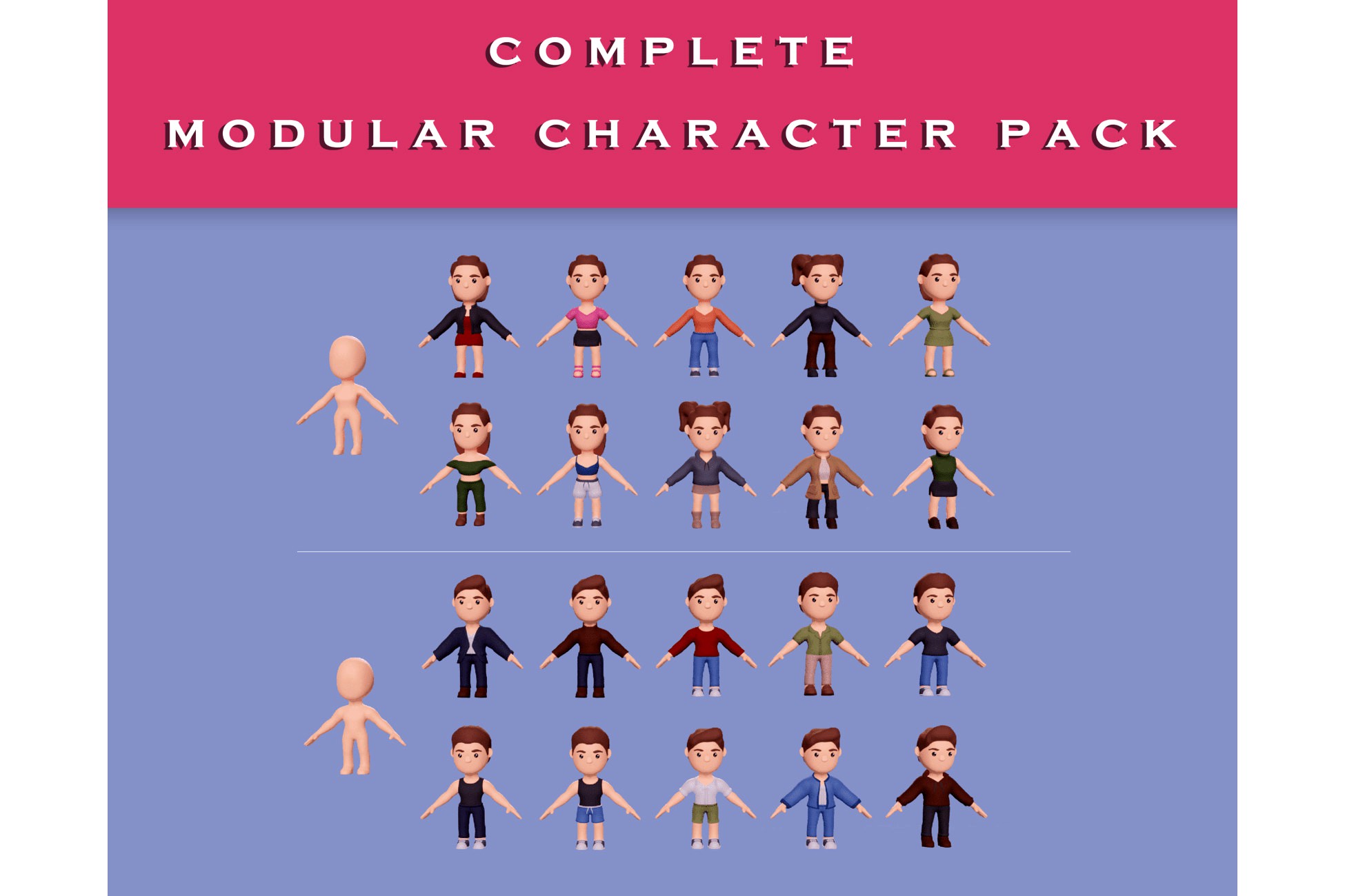 Low Poly Modular Character Assets - Complete Pack