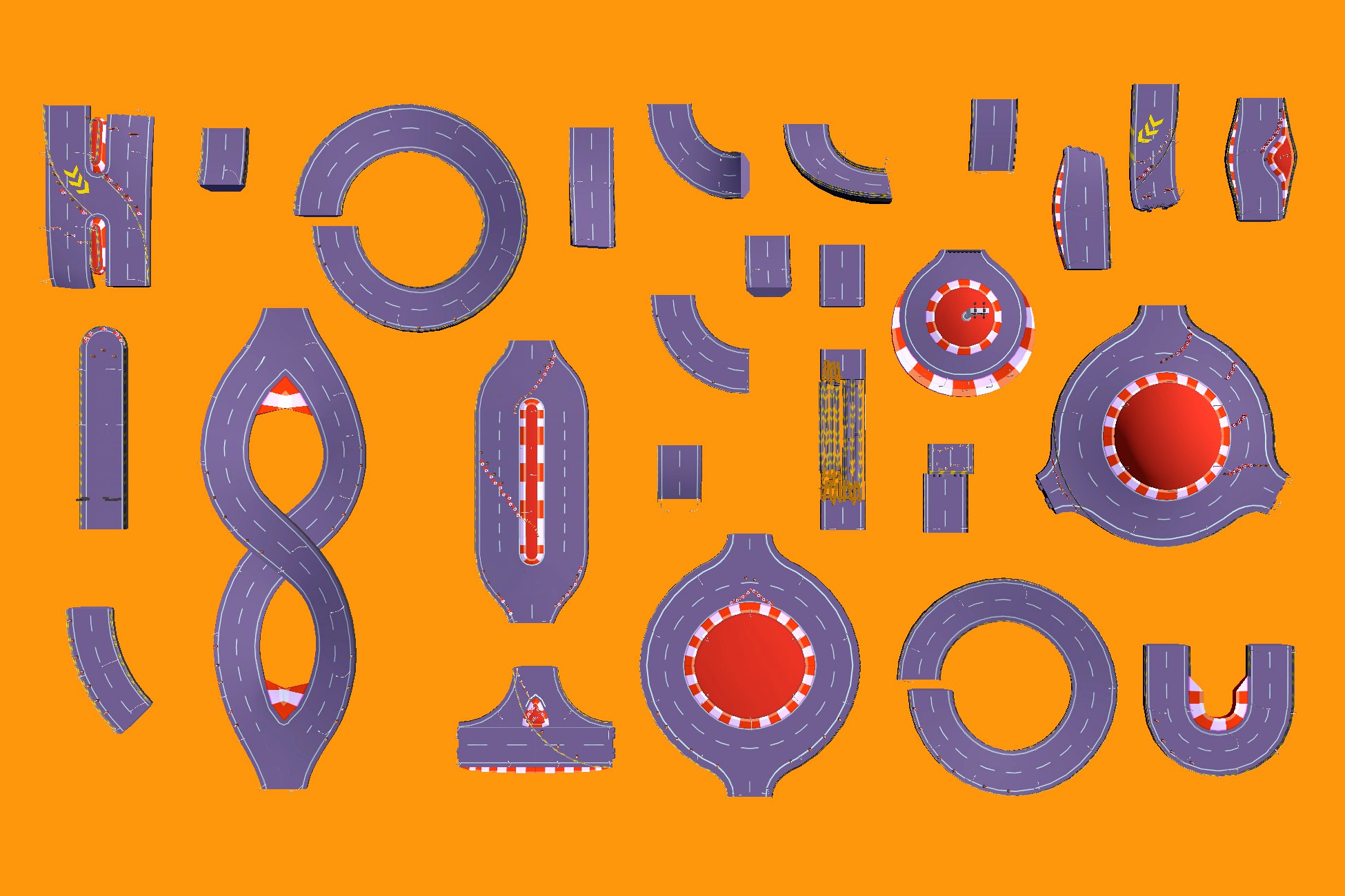 Modular Race Track Low Poly 3d model