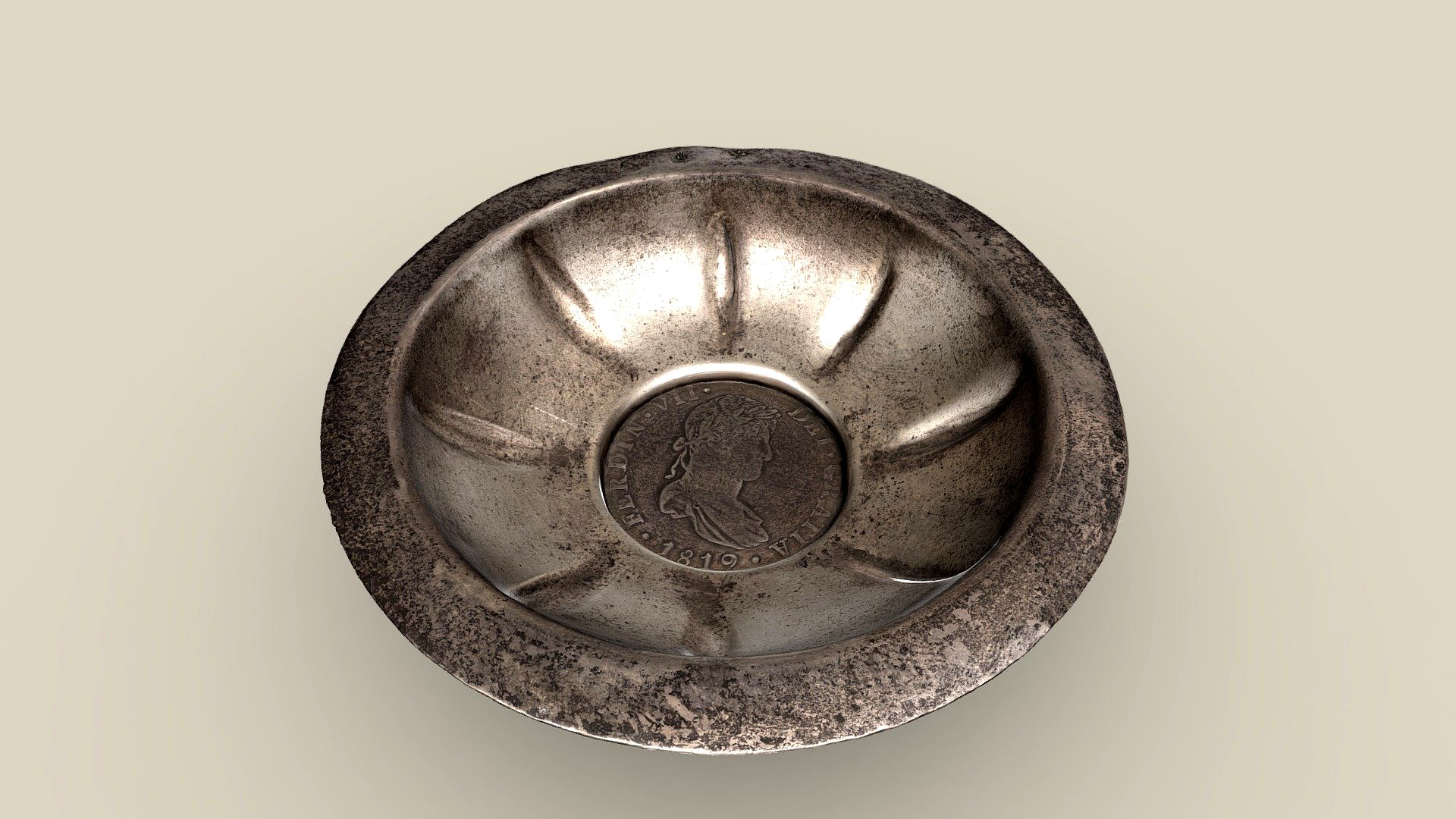 Bowl with 8-real coin