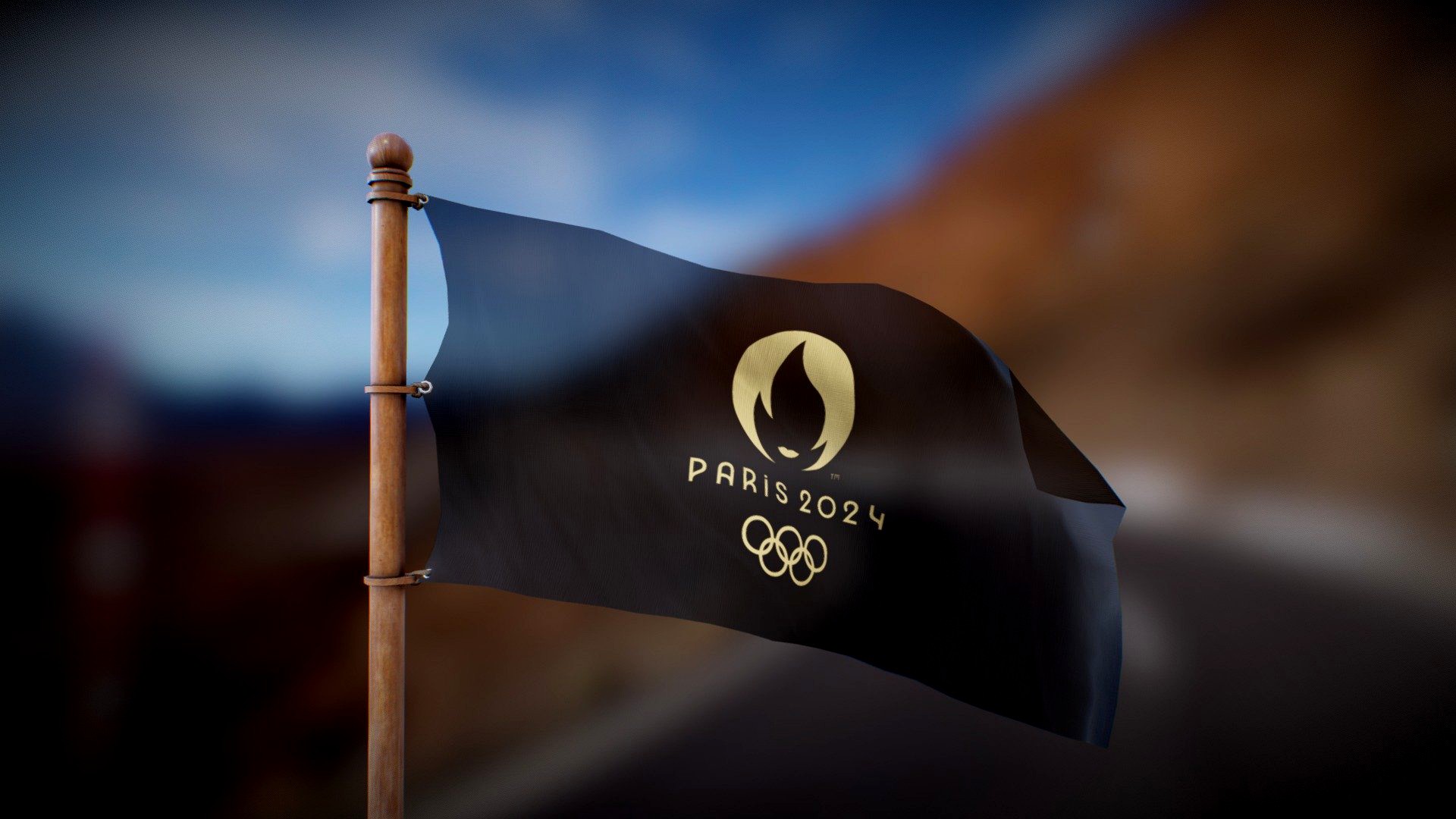Paris 2024 Olympics Flag- Wind Animate