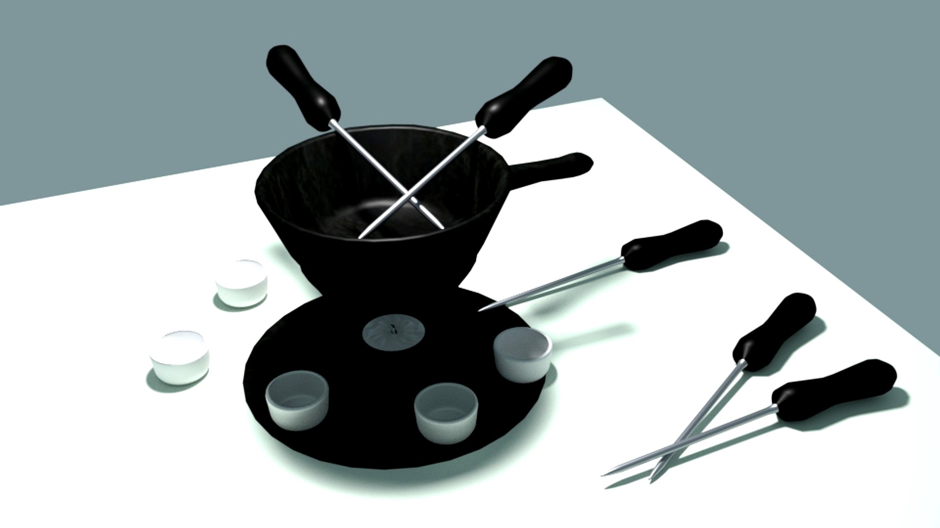 Black Slate fondue set