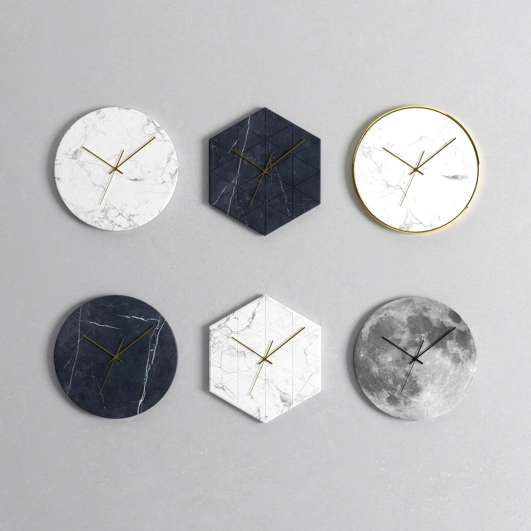 Marble Wall Clock Set