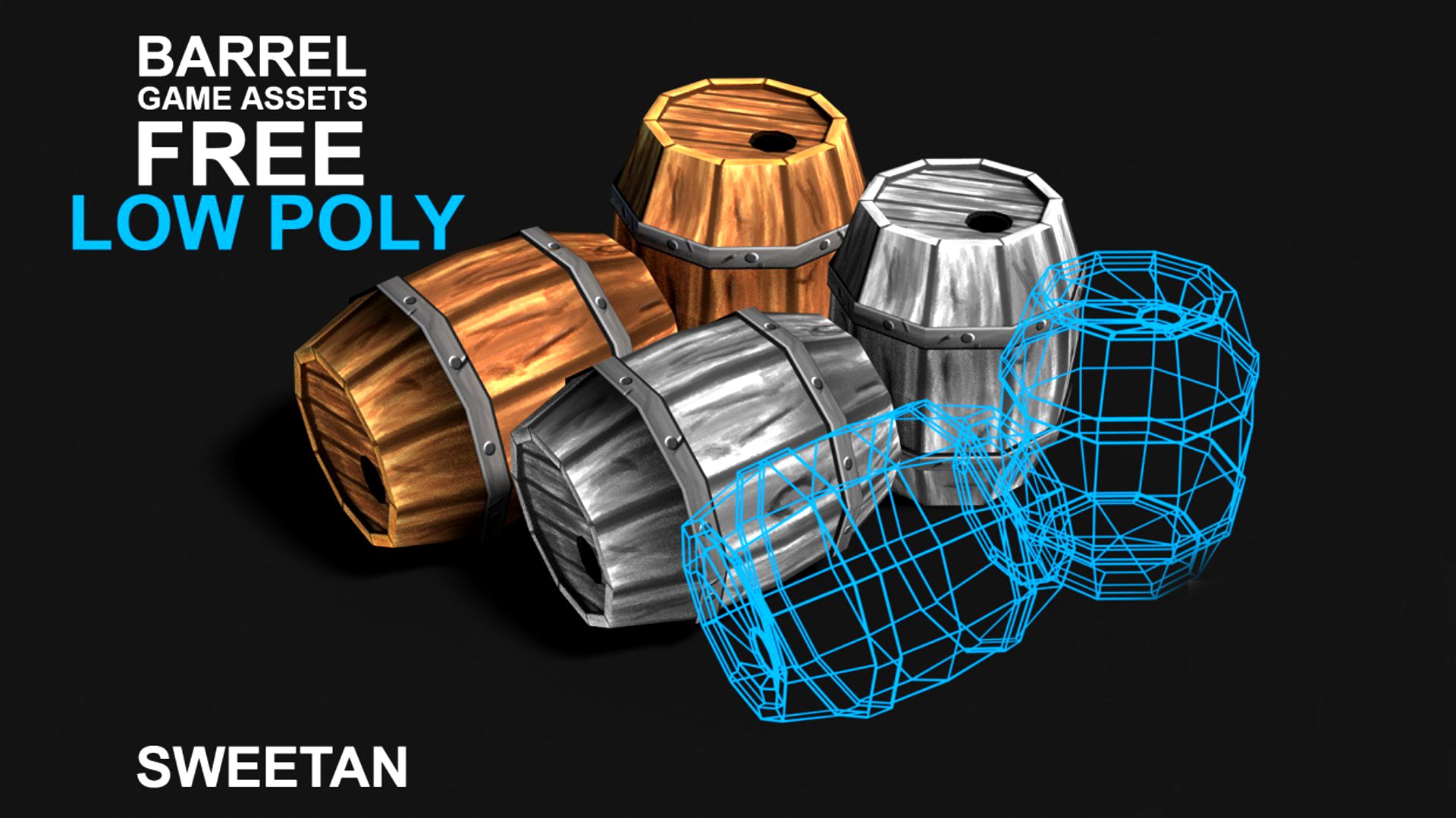 3D barrel game asset - Low poly