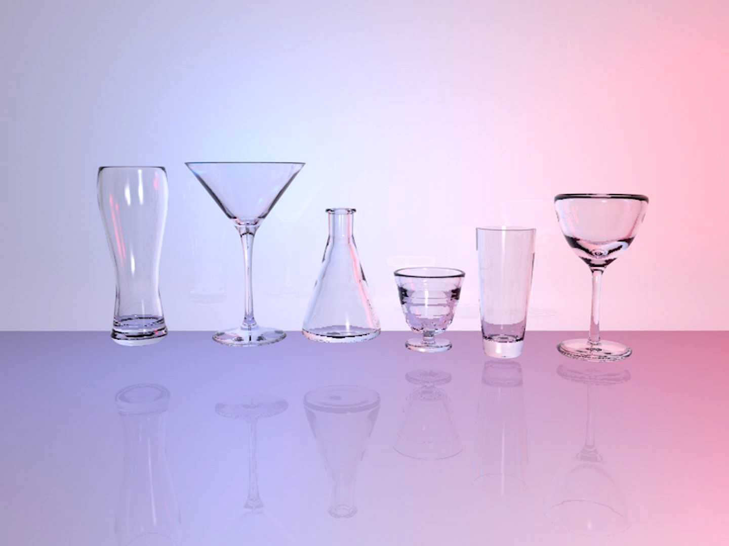 A variety of drinking glasses