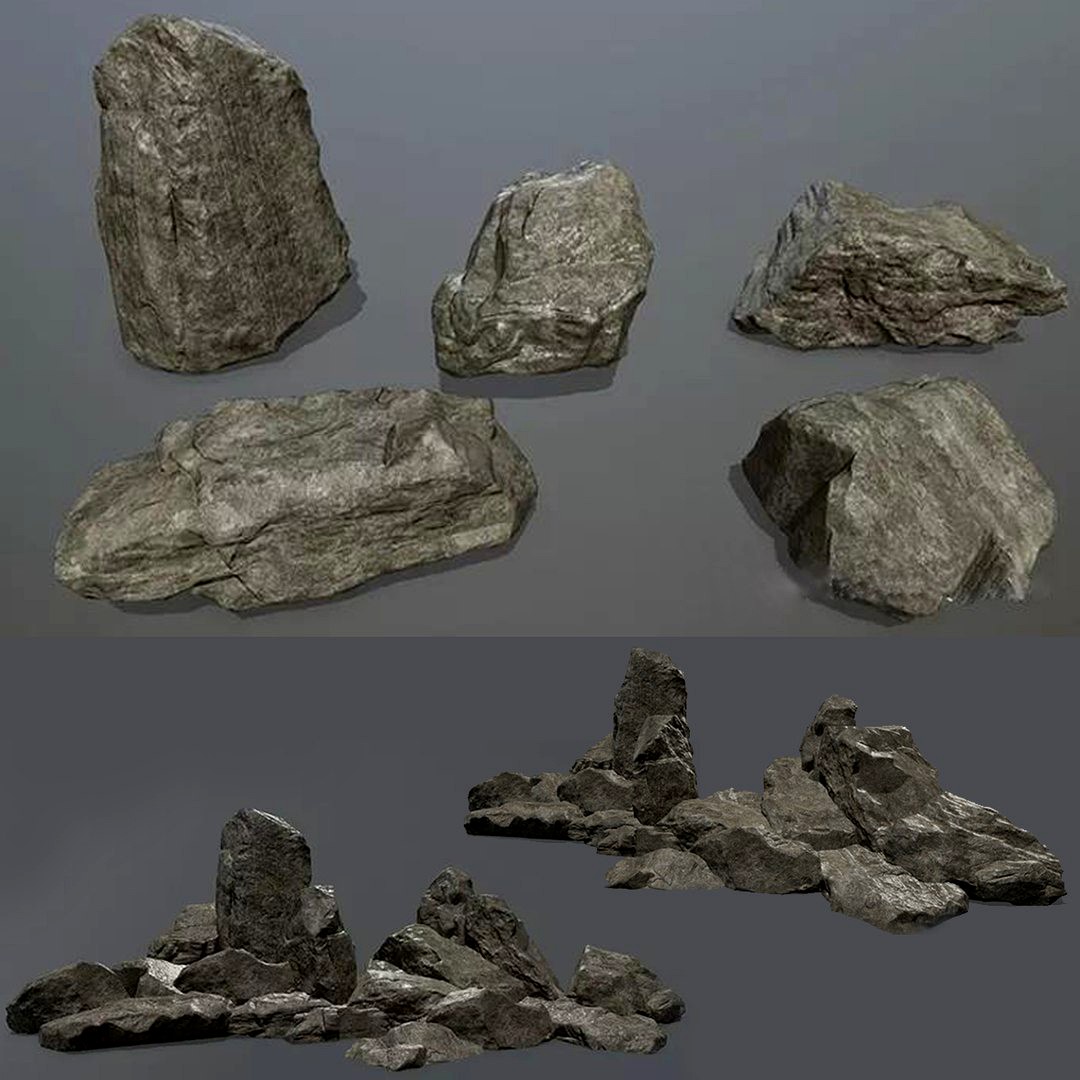 Rocks - Stones - Grey 3D rocks or stones