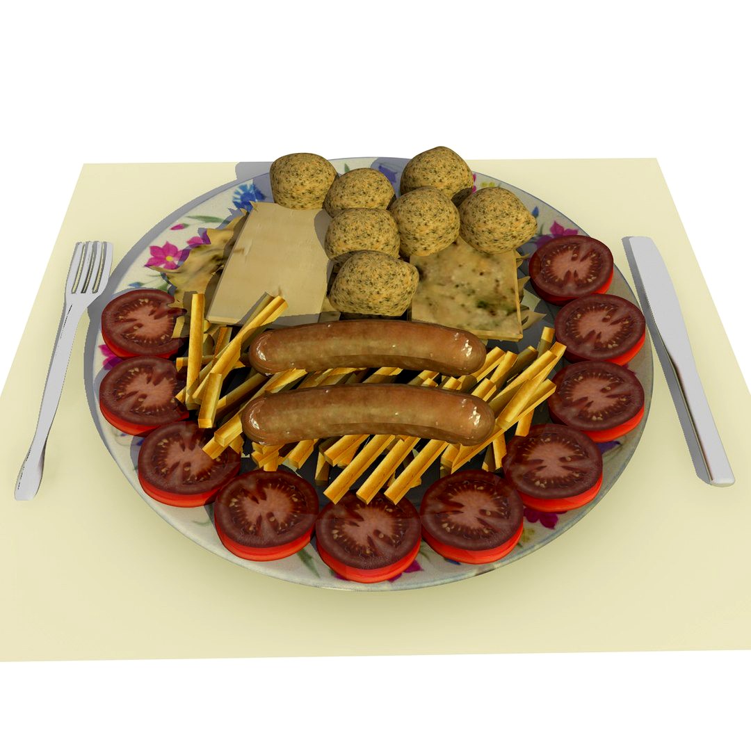 Food A Dish Chips, Tomatoes, Sausages & Dumplins