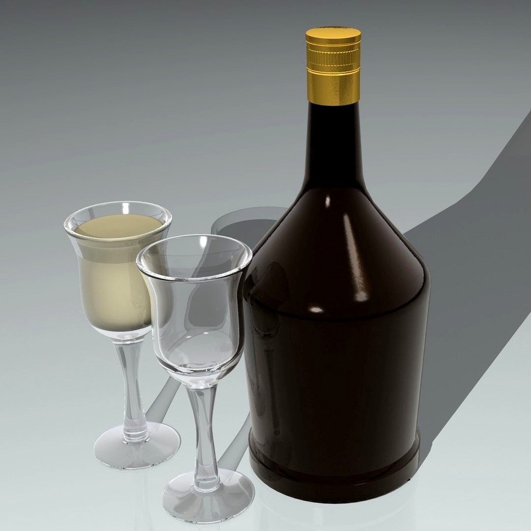 liquor bottle and glass