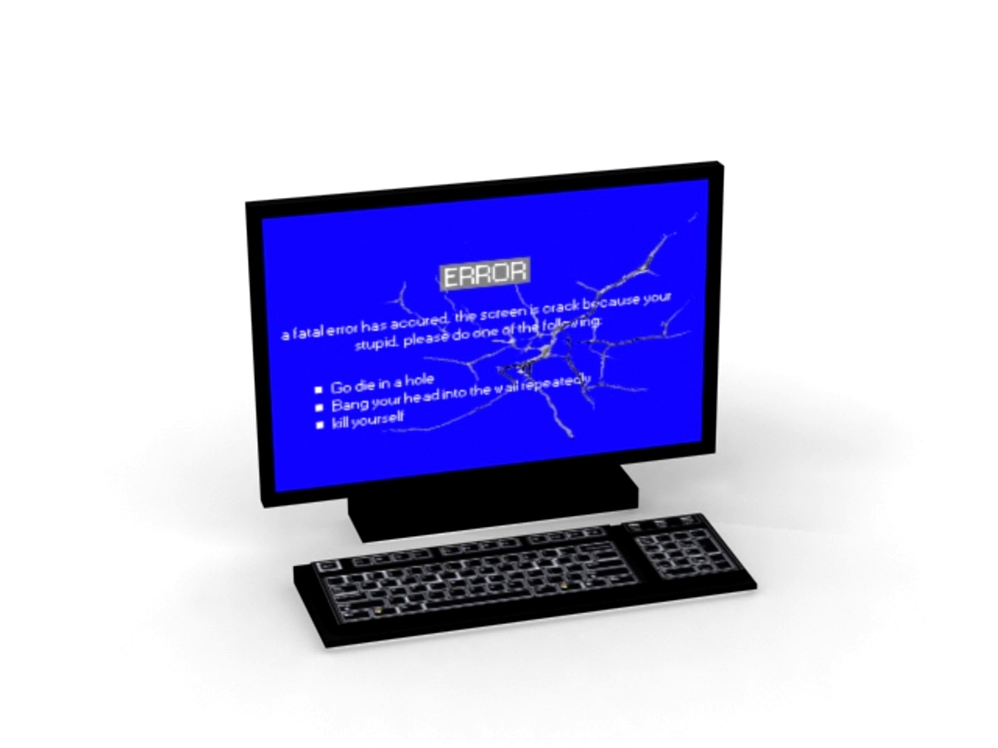 broken monitor and keyboard