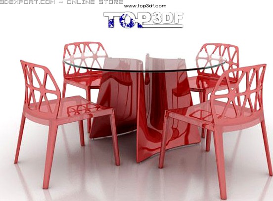 Dinning chair and table 3D Model