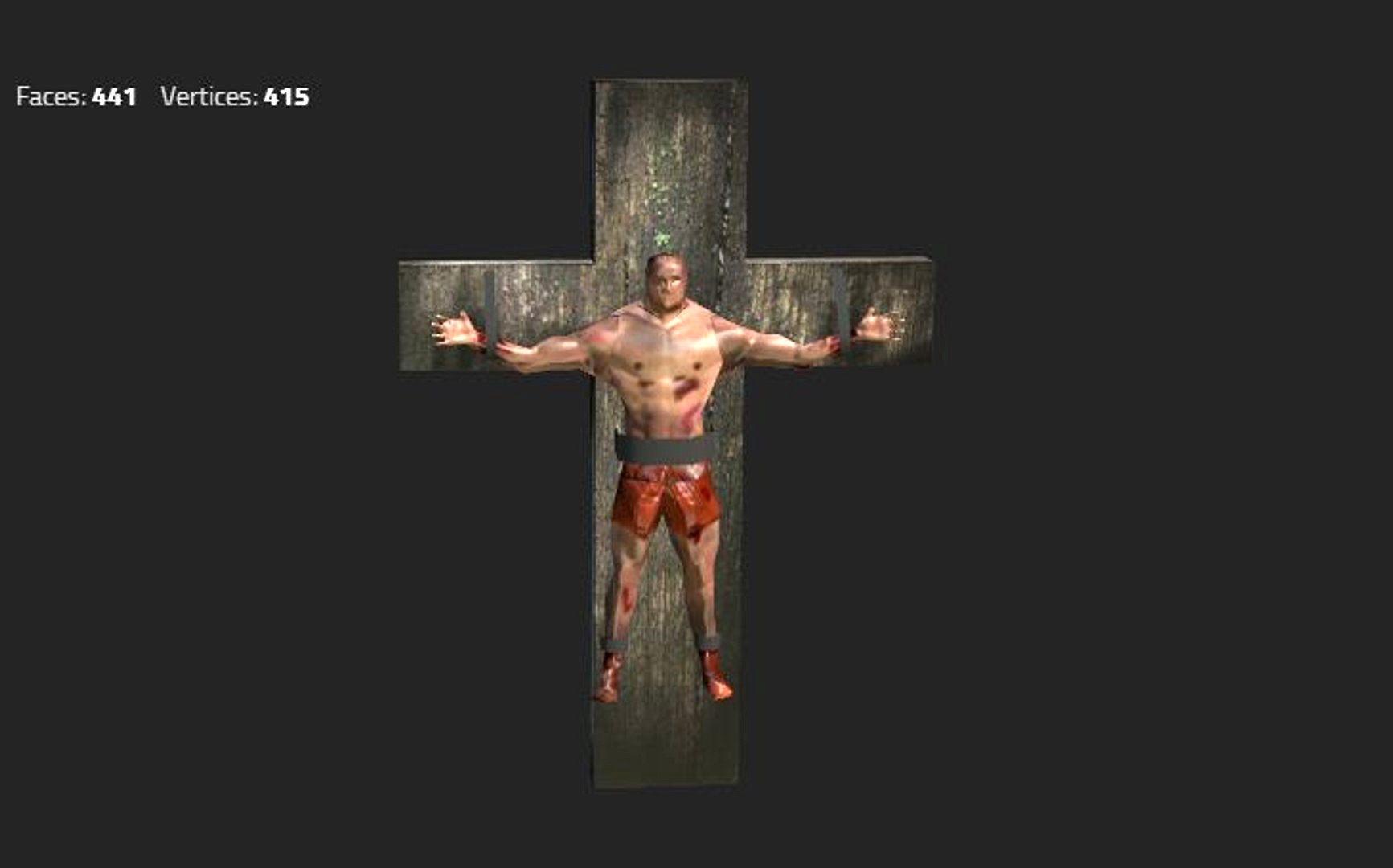 man crucified on a wooden cross