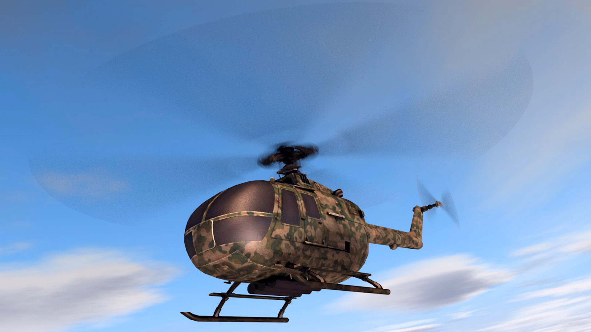 Low poly VR AR game ready military Helicopter model
