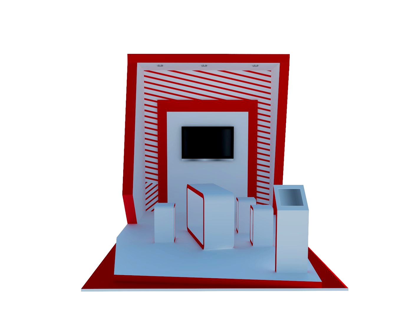 Modern Minimal Booth Expo Red Stripe Style Color