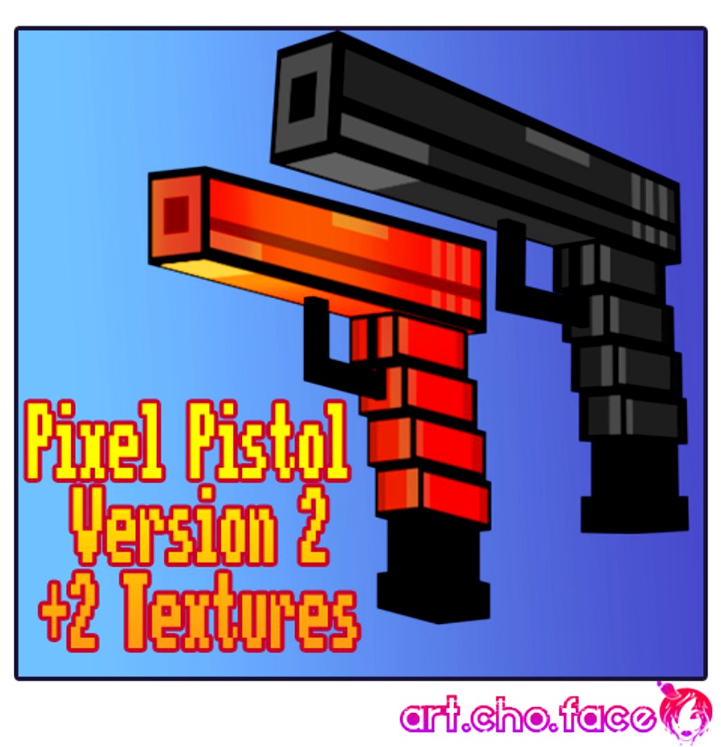 Low Poly Pixel Pistol Gun Version 2