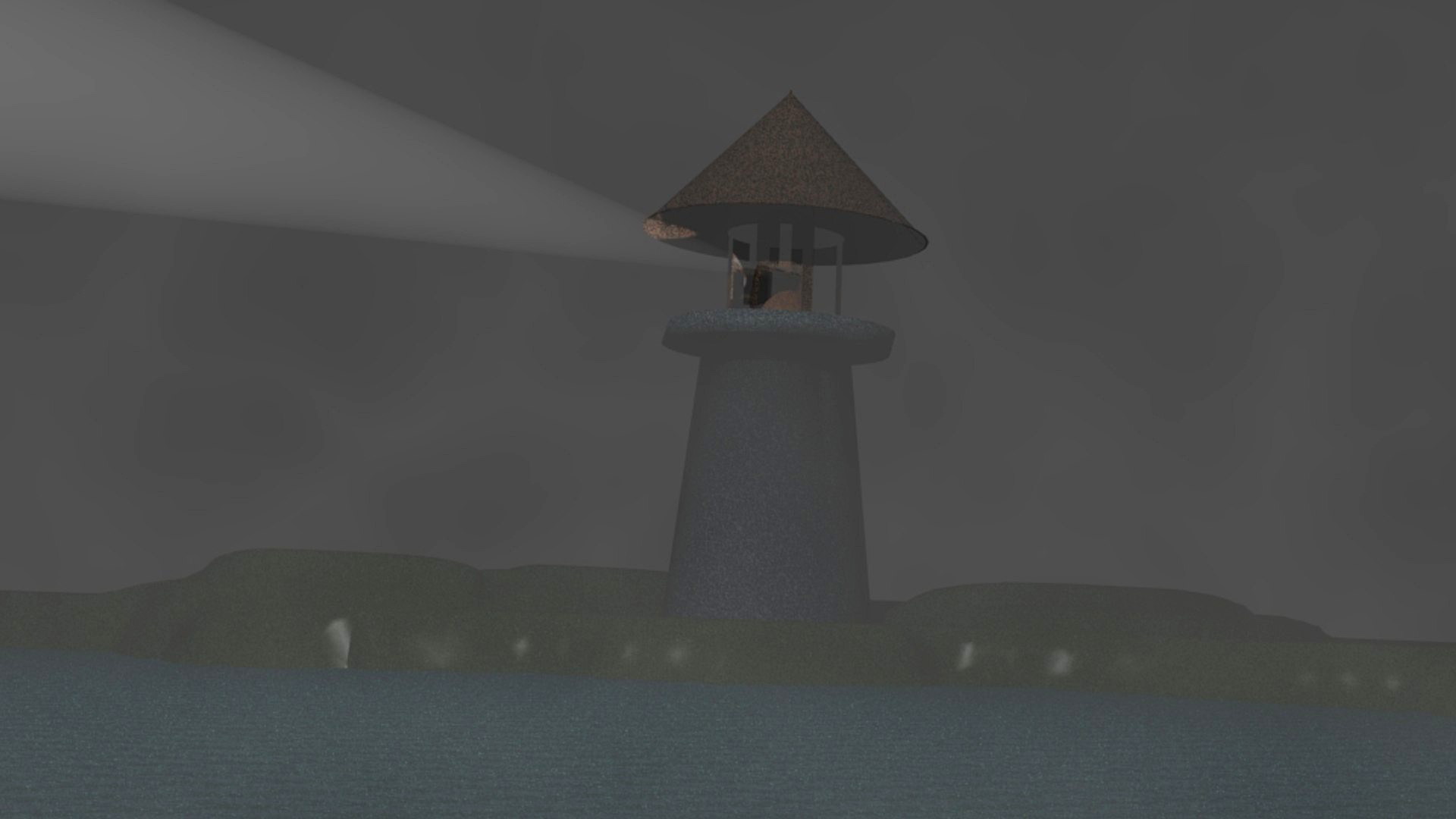Broken Light house in a foggy night
