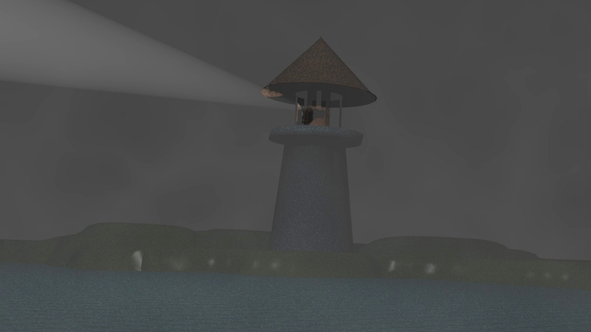 Broken Light house in a foggy night