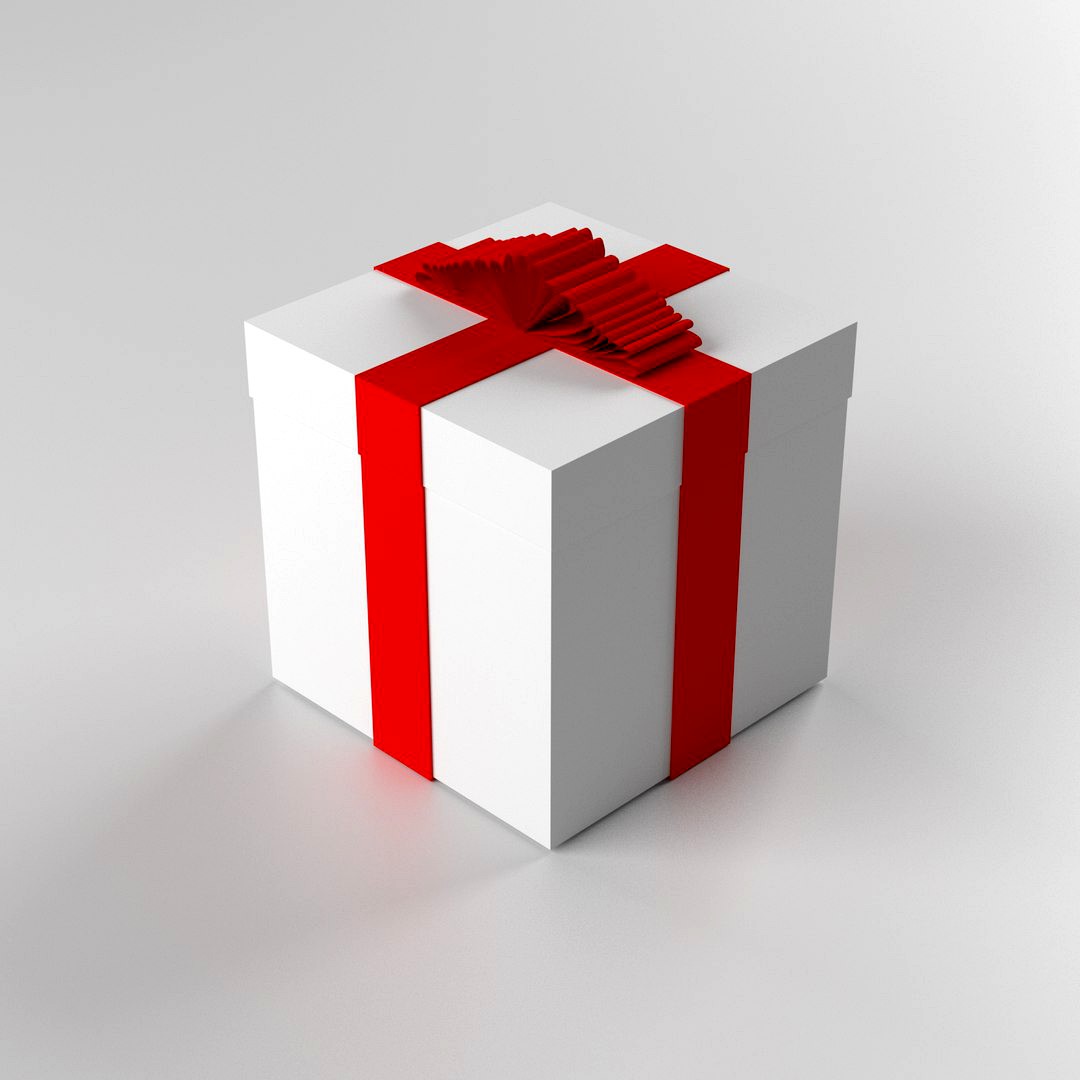 Present Box with red ribbon