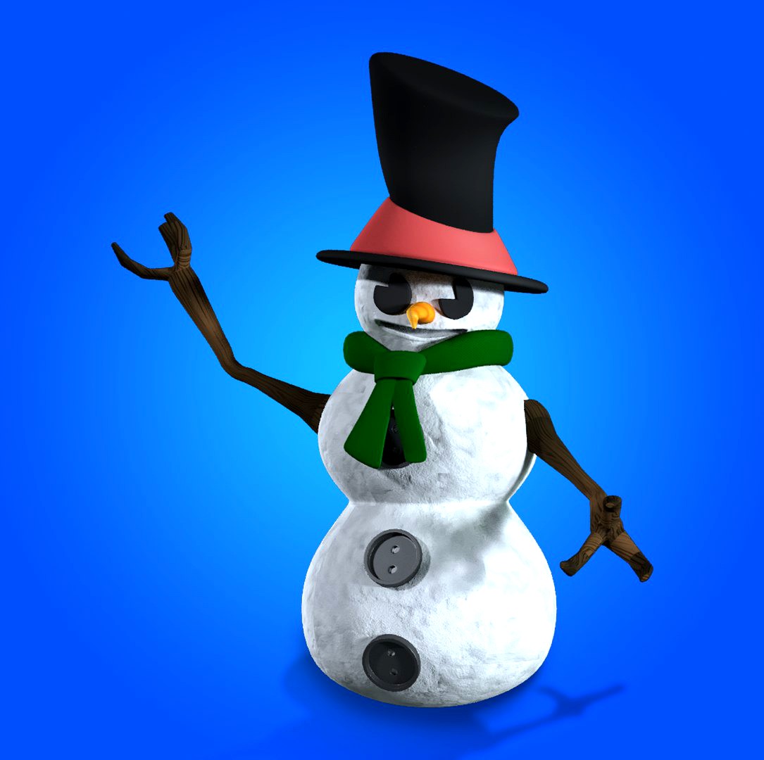 Snowman Cartoon (simple rigged)