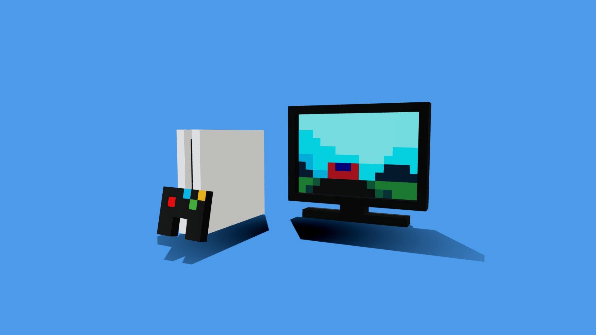 Low poly ps5 setup