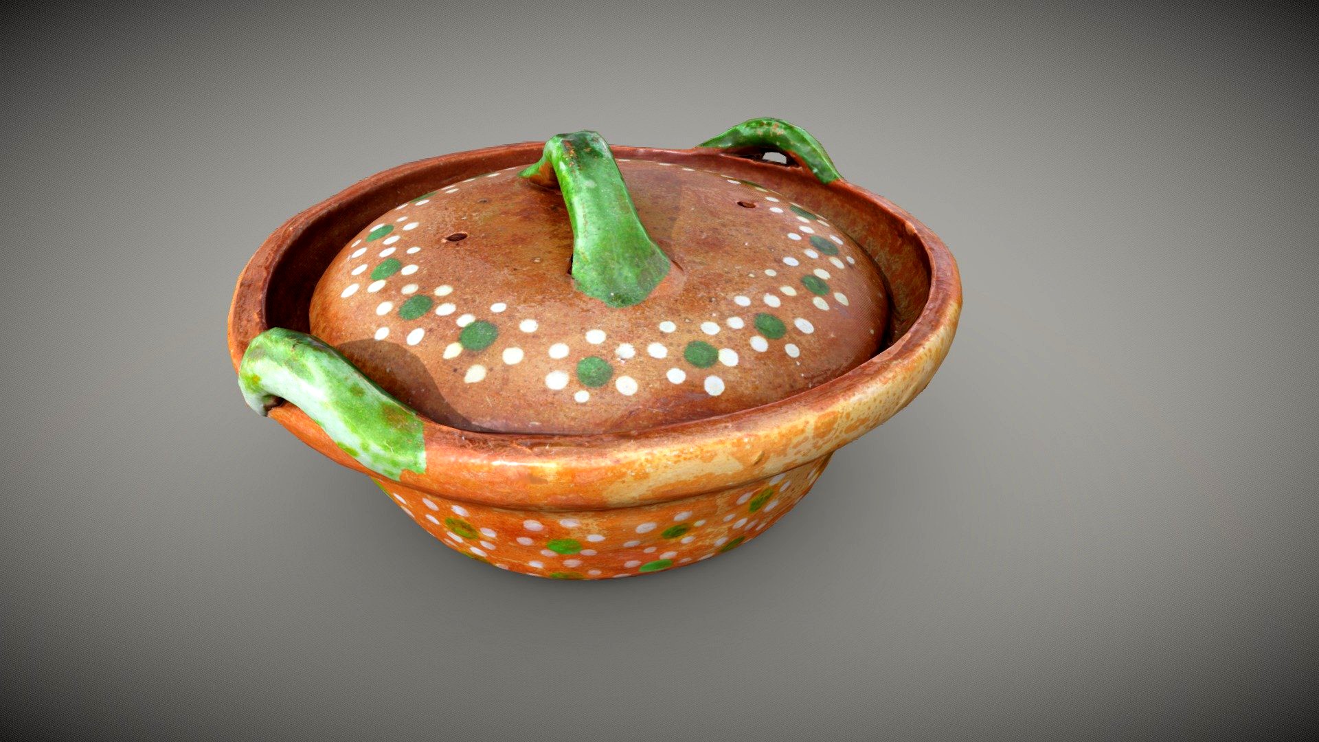 Game ready small, handcrafted, painted clay pot