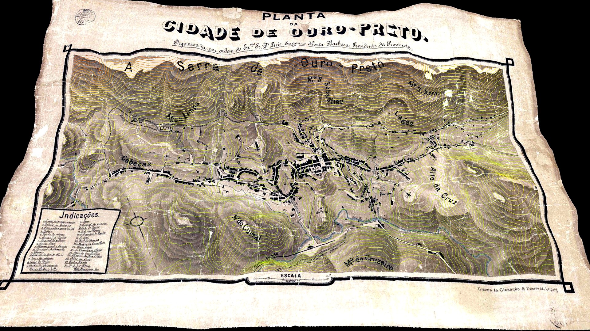 Planta da Cidade de Ouro Preto - MG - 1888