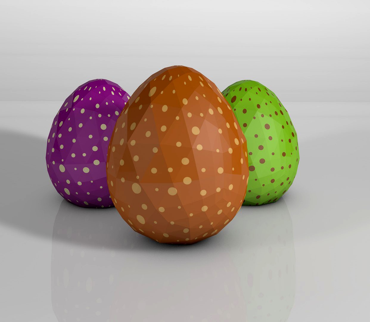 Low poly easter eggs with dots texture