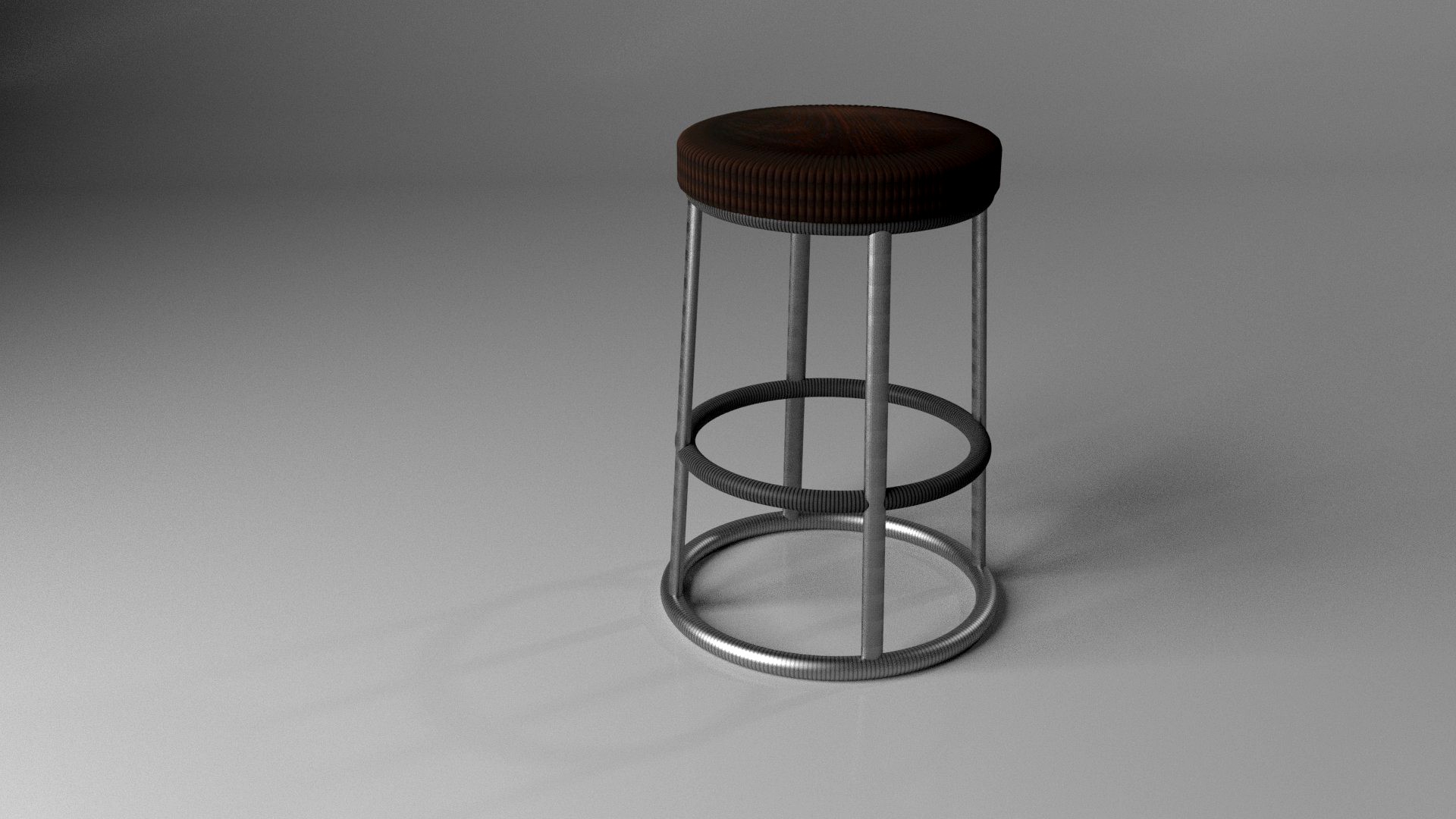 bar stool with wooden seat and metal legs