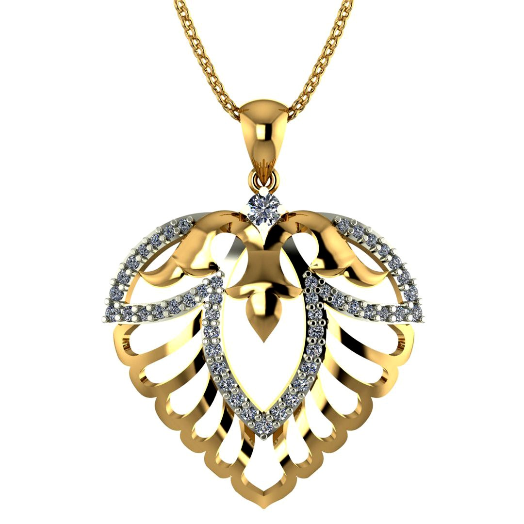 Heart Diamond Pendant 3D Jewelry Cad Model (1.21 Carats, 3.50 Grams 18K Total Weight)