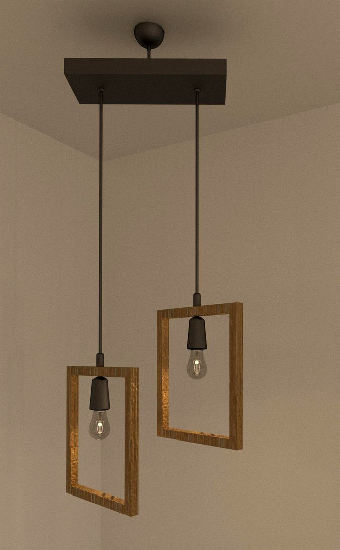 3D Wooden Twin Lamp For Revit