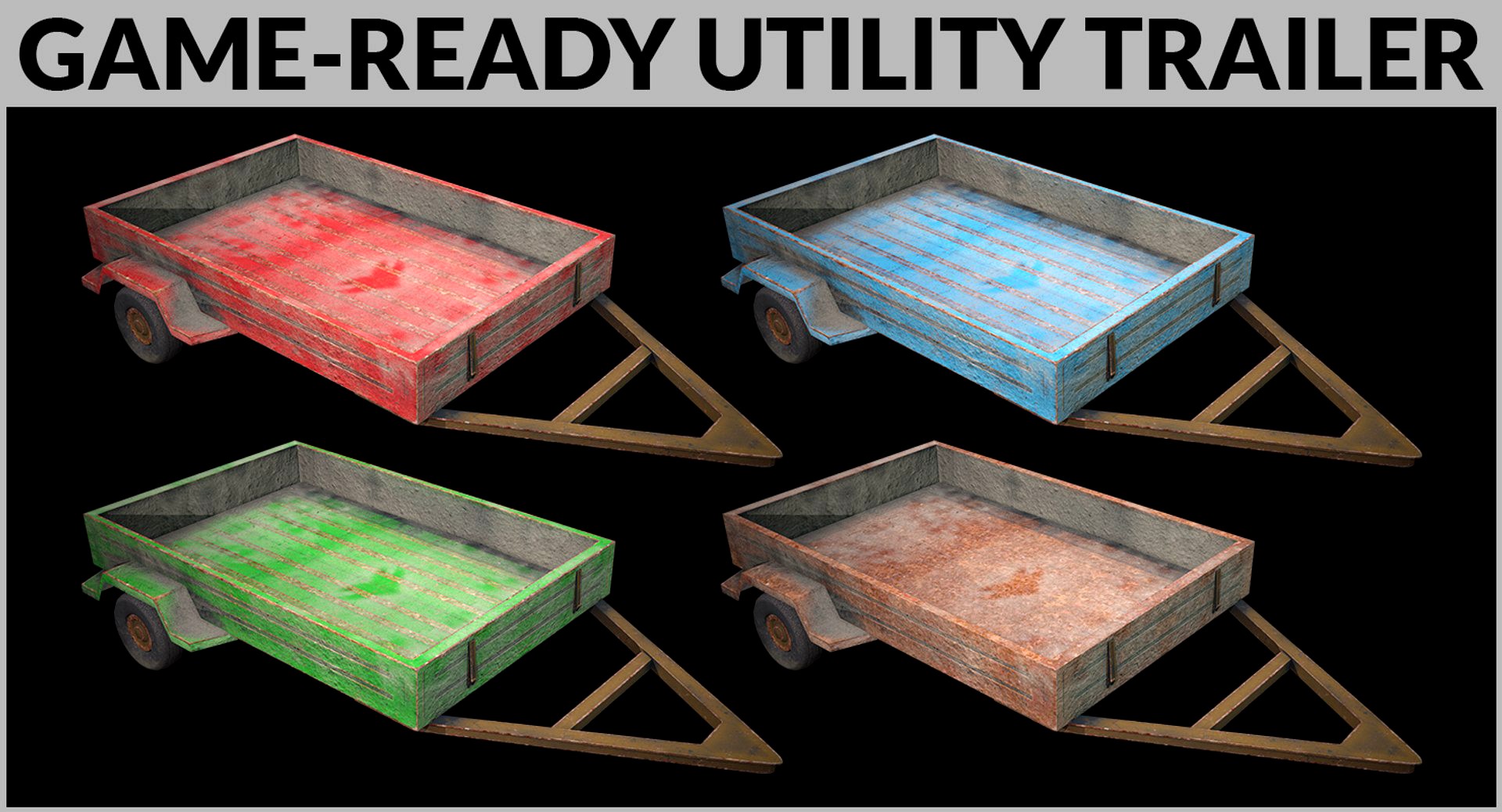 Game-Ready Utility Trailer 3D Model