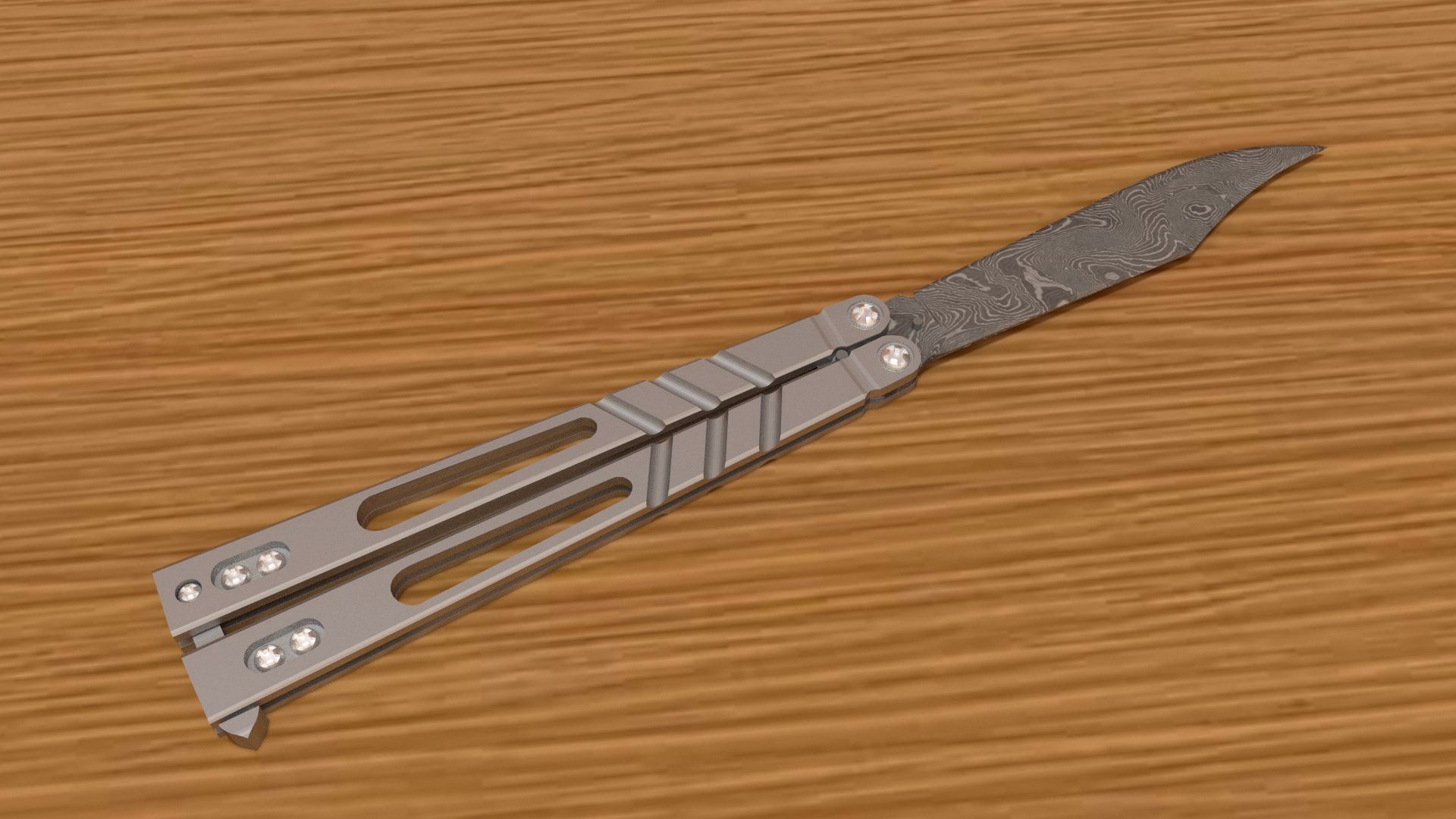 Butterfly knife damascus steel Alpha beast