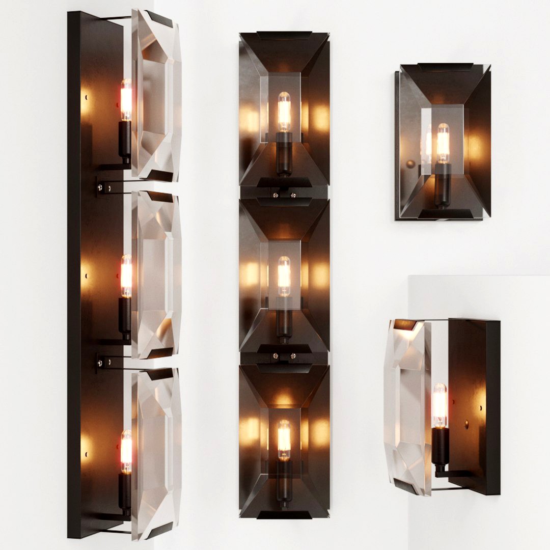 HARLOW CRYSTAL SCONCE, TRIPLE SCONCE Black