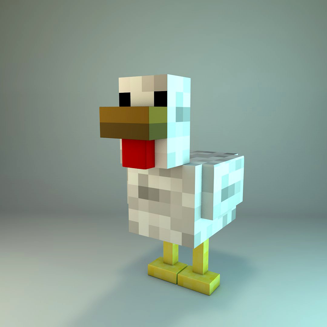 Chicken Minecraft style for Cinema 4D