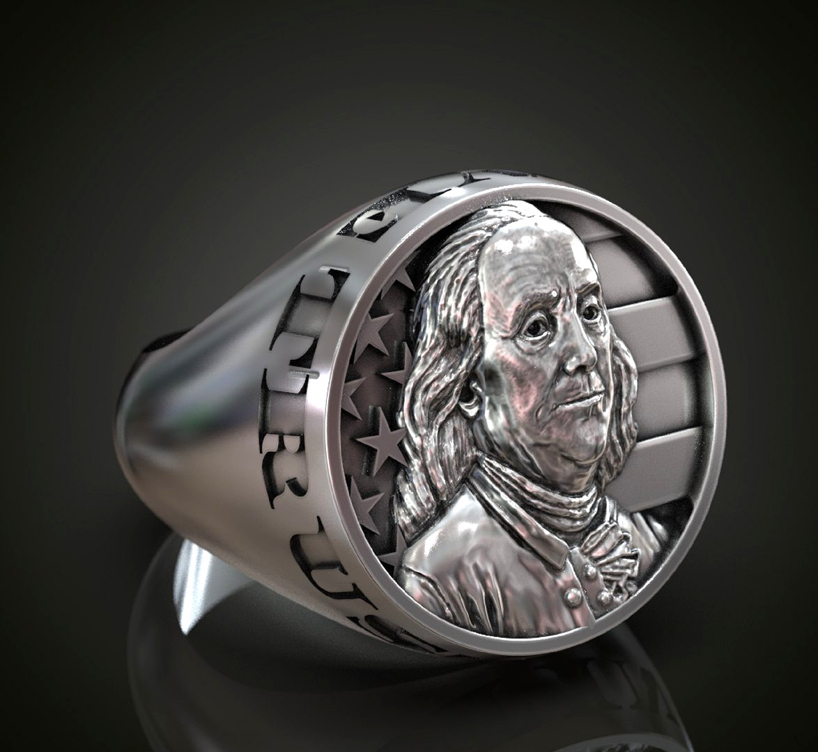 Benjamin Franklin USA Flag Ring