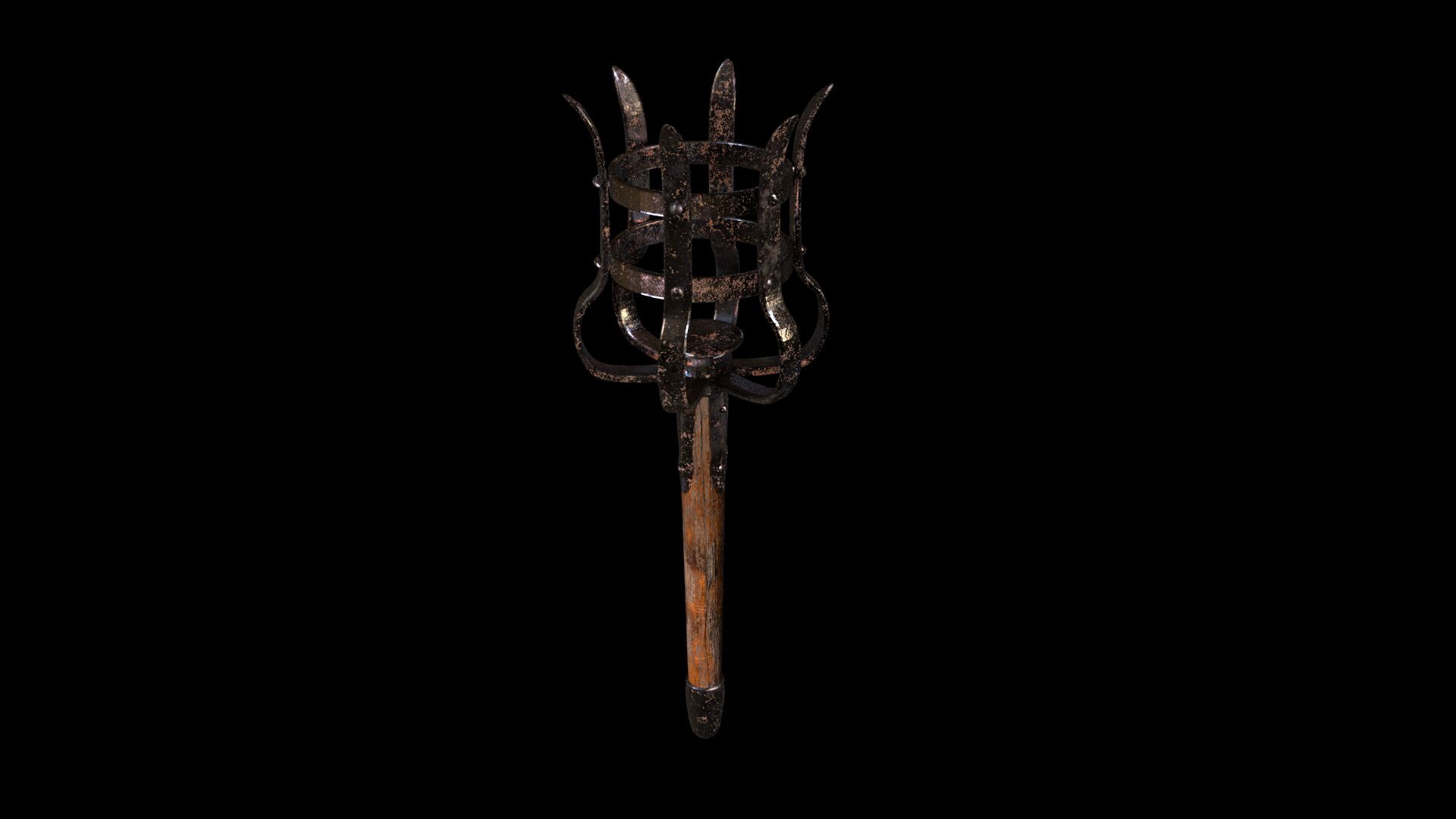 medieval metal and wood torch