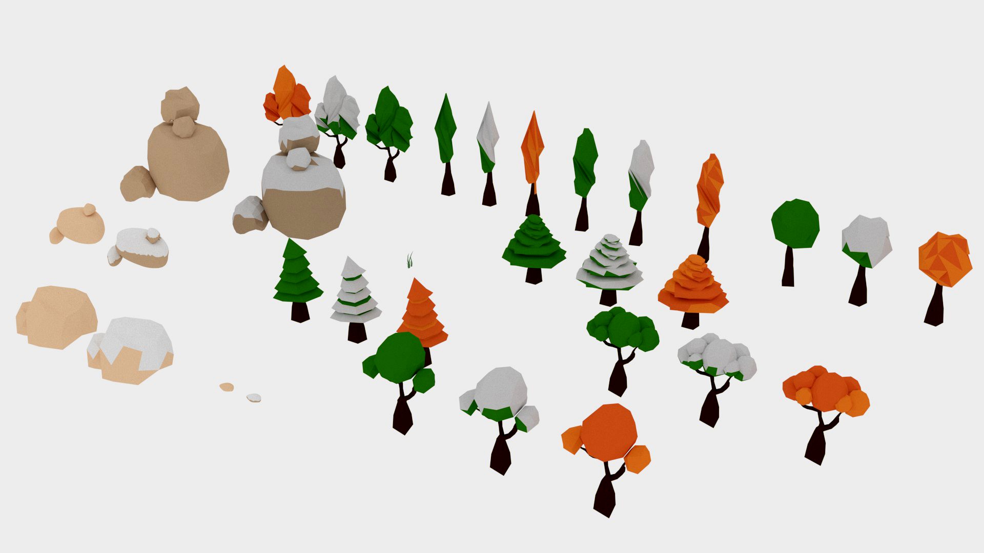 LowPoly Tree and Stone