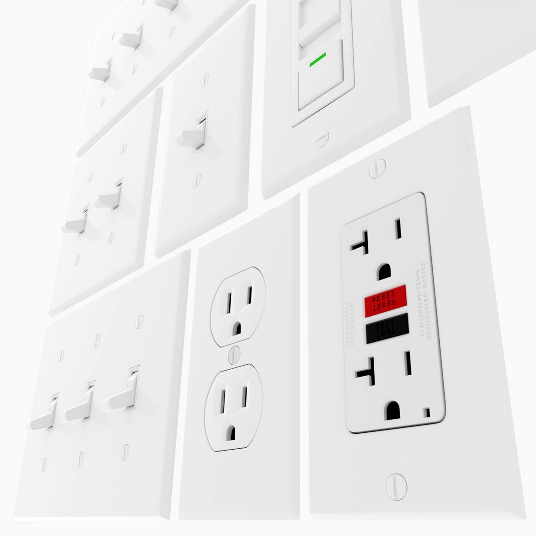 Light switches and outlets High Poly AND Low Poly pack 1
