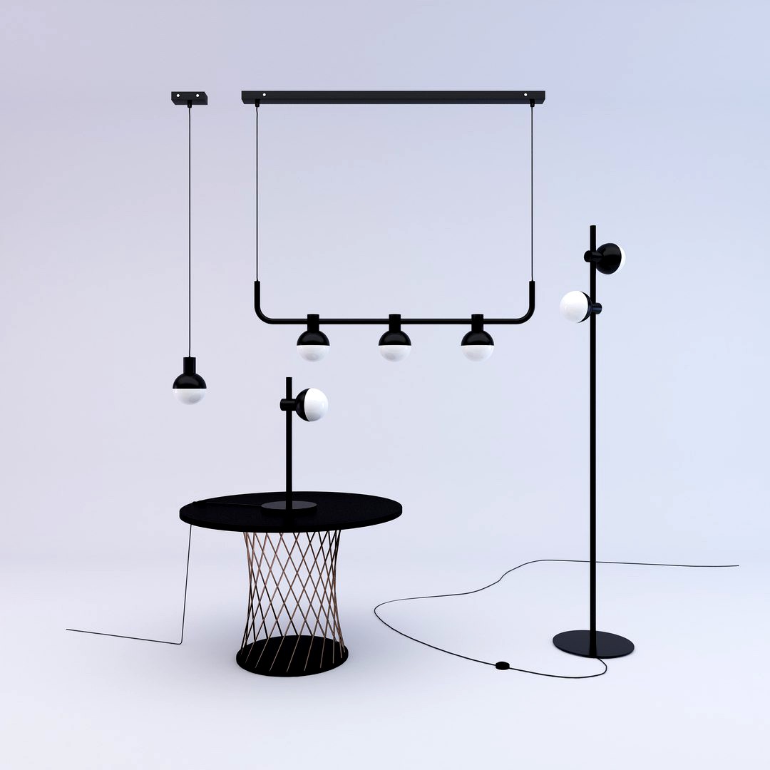 Heal s Fabian Chandelier 3 Shades Black