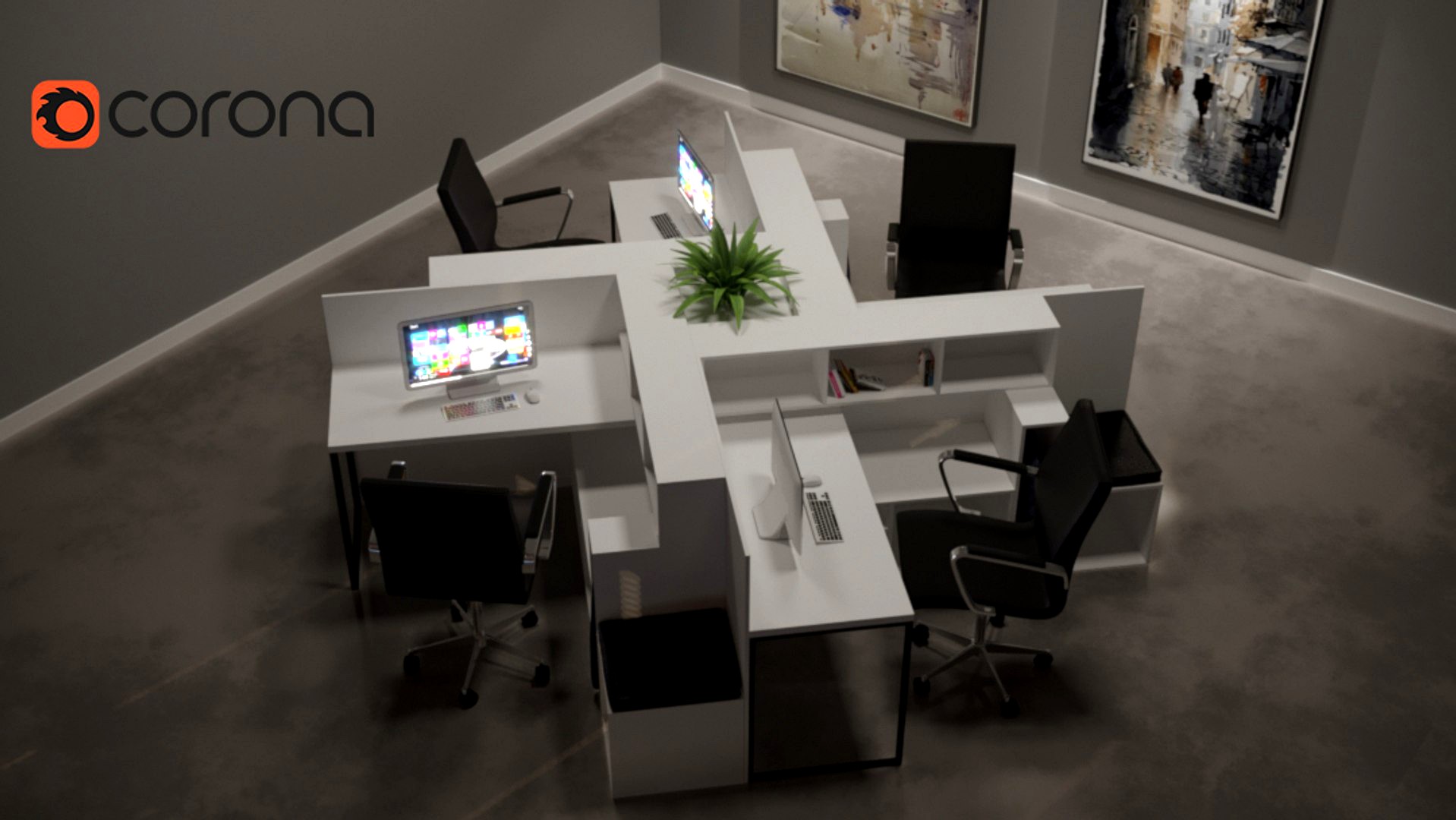office desk and workstation (collection package)