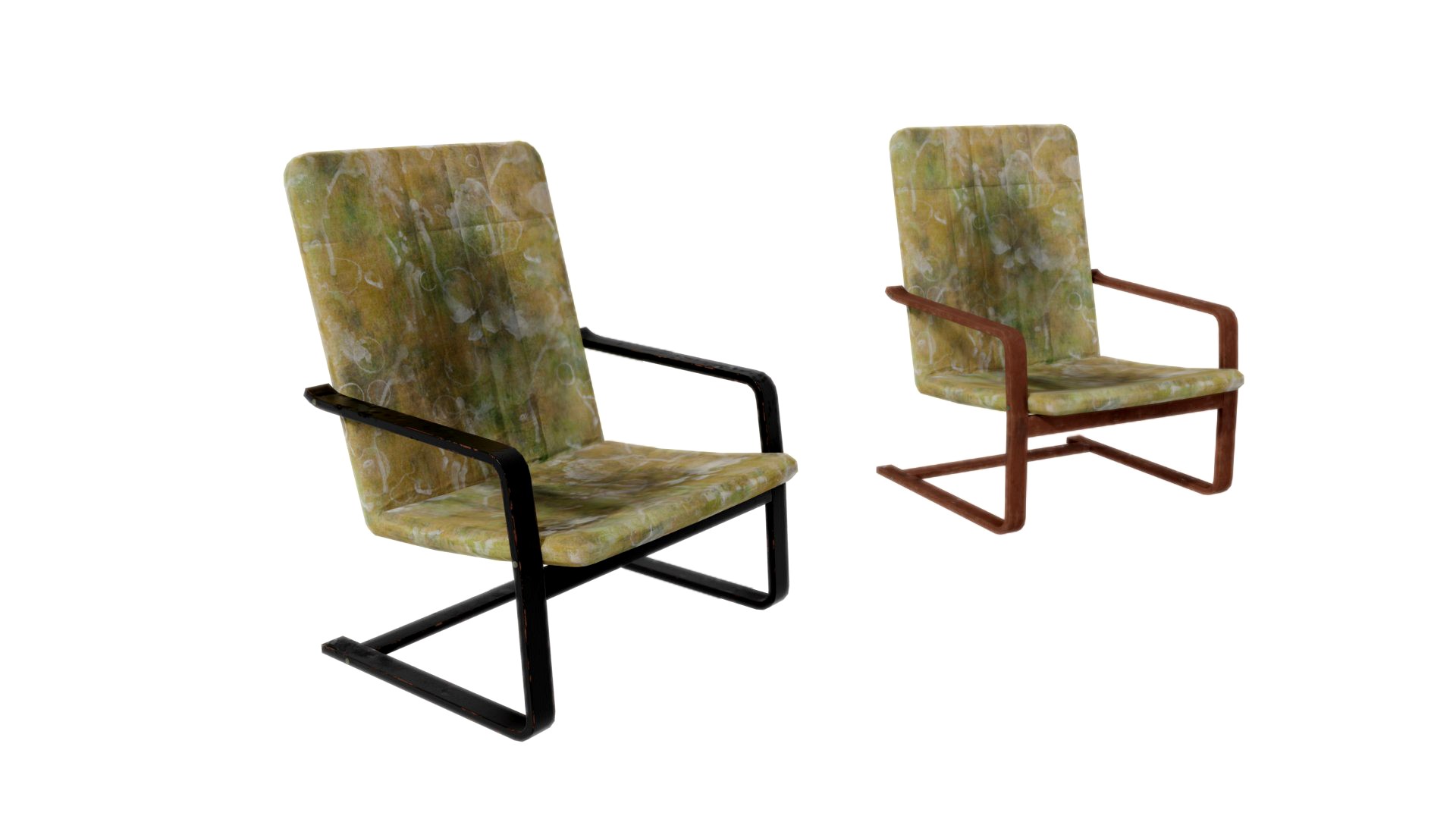 Polish old armchair damaged - gameready pbr