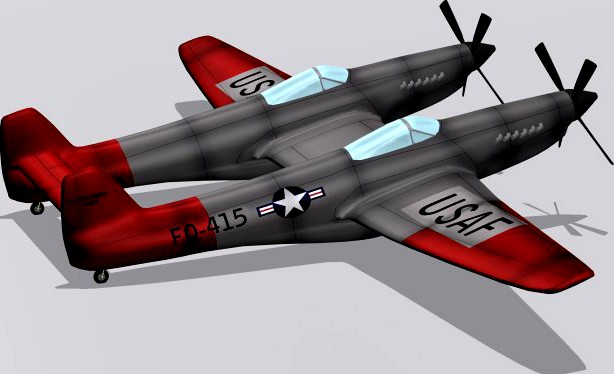 North American F82 Twin Mustang 3D Model