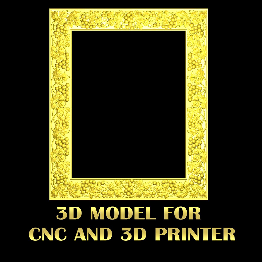 Frame with grape - High quality 3D models for CNC model