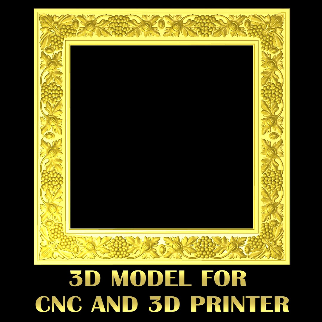 Frame with grape - High quality 3D models for CNC model