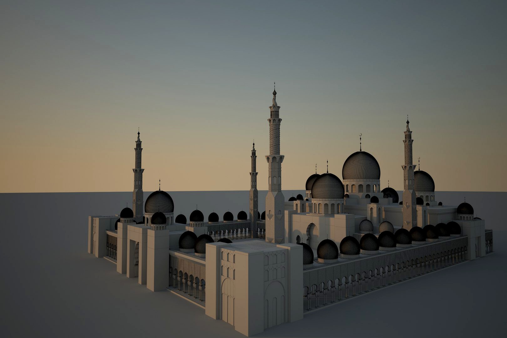 Zayed Mosque in Abu Dhabi Without Textures