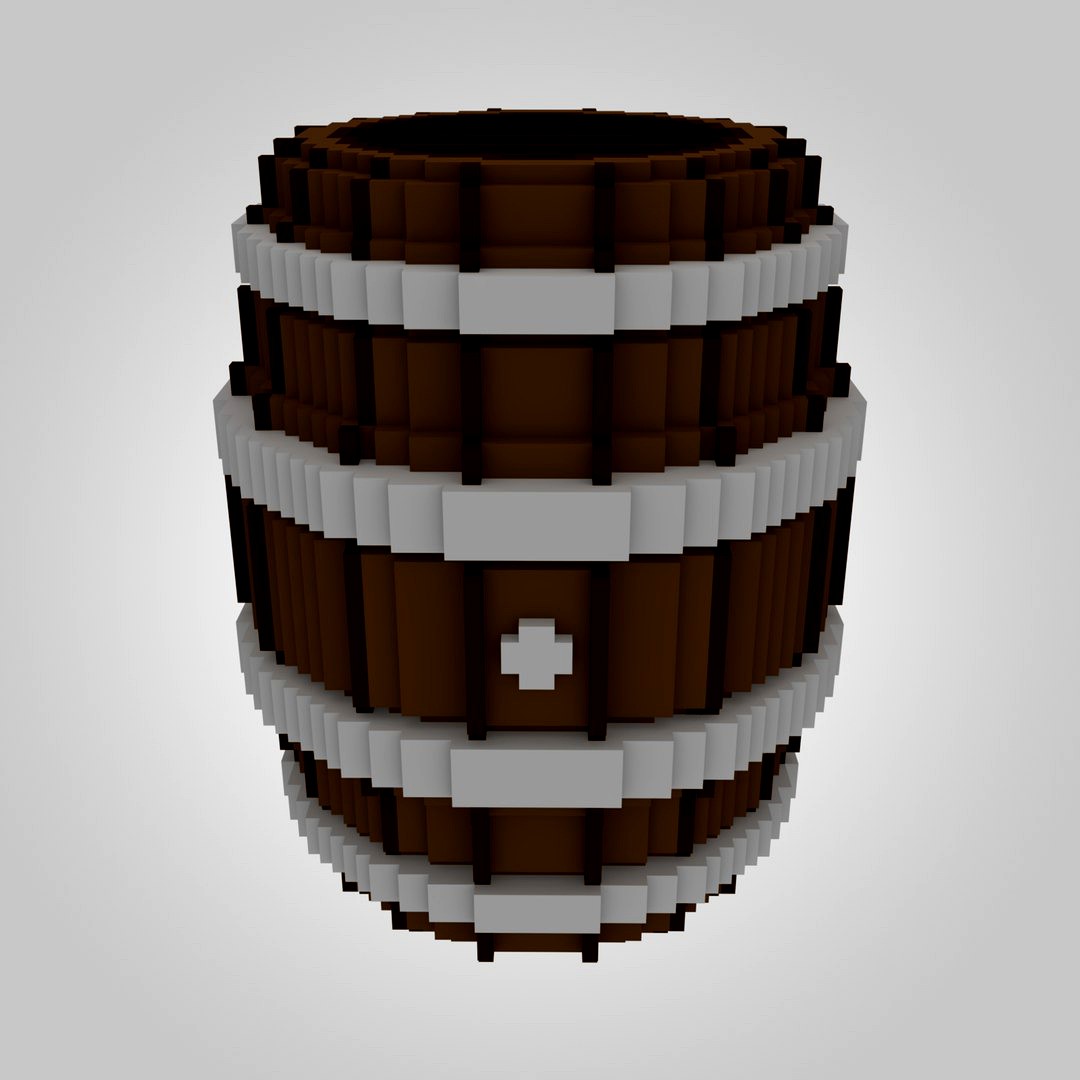 Medium Voxel Wooden Barrel