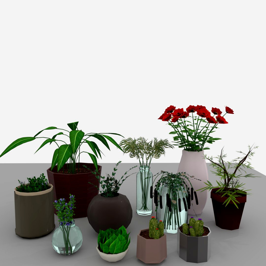 Interior design elements plants set